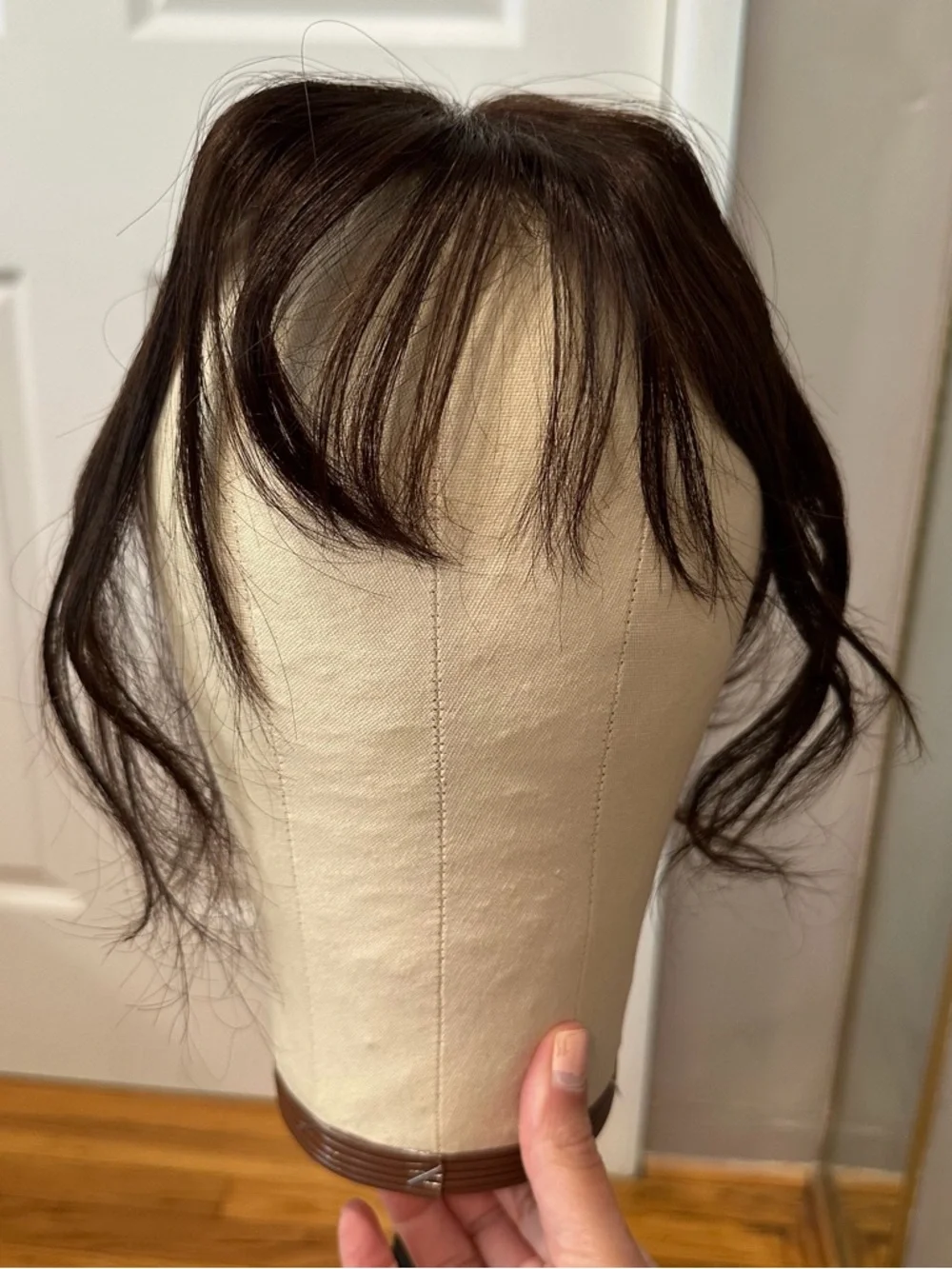11” Dark Brown Human Hair Topper with Bangs Hair Extensions #TF4‎